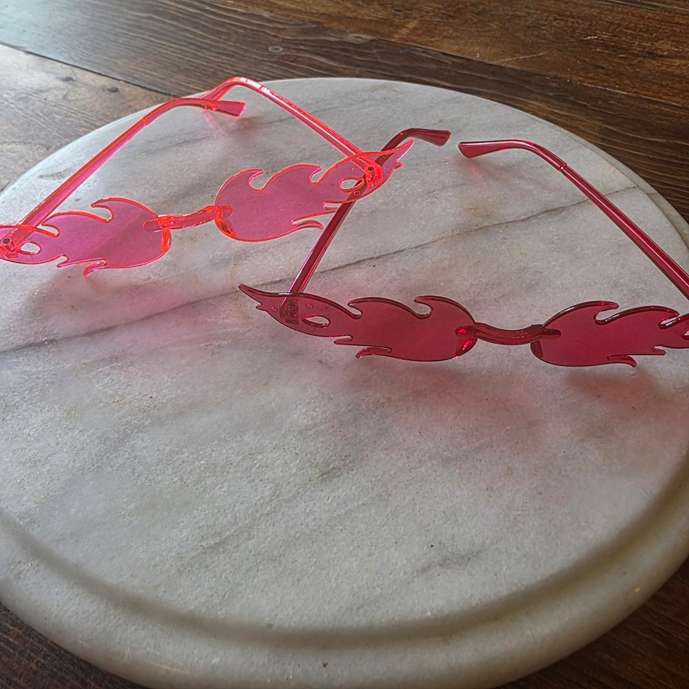 Flame Sunglasses Trendy Funky Festival‎ Rave Party Glasses Pink
